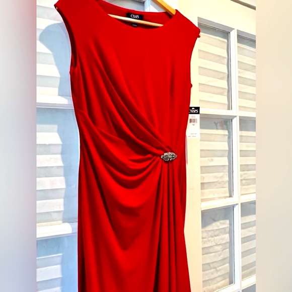 Valentine’s Day! NWT Red Evening Dress Draped Detailed Marcasite Brooch NWT 10 - Picture 4 of 10